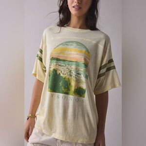 Urban Outfitters BDG Rowan Mykonos Oversized Graphic Tee Semi-Sheer Raglan